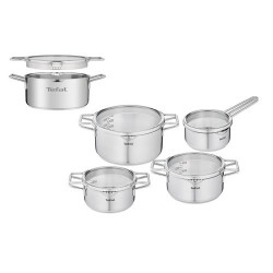 Set de 6 pièces faitouts marmites Tefal H852S655 Gris