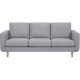 Canapé 3 places - Tissu gris clair - Contemporain - L 199 x P 81,5 x H 85 cm - NOLAN - Pieds bois naturel