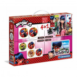 CLEMENTONI Edukit 4 en 1 - Miraculous - Mémo, Domino, Puzzle et Cubes