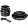 SITRAM Set 3 casseroles + 3 poeles + 1 pince amovible noir