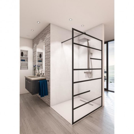 AURYS Paroi de douche en kit BALEARES ATELIER 10 - Verre Timeless 8 mm trempé by Saint-Gobain - L.100 cm x  H.198 cm