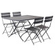 Ensemble Repas Jardin - 1 table rectangulaire + 4 chaises pliantes - 4 personnes - Acier