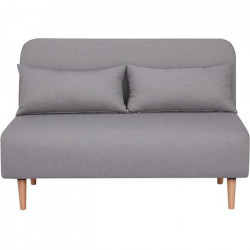 Banquette BZ 2 places - Style scandinave gris  - L 130 x P 90 x 81 cm - DEPLO