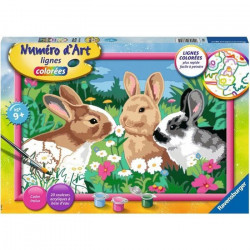 Numéro d'art - grand format - Lapins dans le pré - Ravensburger - Kit complet de Peinture au numéro - Des 7 ans
