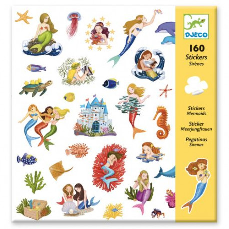 4 Planches de 160 stickers Djeco Sirènes
