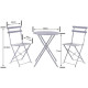 Set bistrot - Ensemble repas de jardin - Table pliante Diam.60 cm  + 2 chaises - Acier thermolaqué - Gris