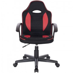 TERRY Chaise de bureau gaming ajustable - Simili Noir - L 56 x P 60 x H 92/102 cm