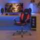 TERRY Chaise de bureau gaming ajustable - Simili Noir - L 56 x P 60 x H 92/102 cm