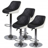 Lot de 4 tabourets de bar télescopique - Simili Noir et blanc - Pieds métal chromé - L 46 x P 35 x H 60 cm - TRIANON