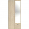 Armoire de chambre - Panneau de particules - Chene Sonoma + miroir - 2 portes - Style contemporain - L 81 x P 51 x H 185 cm