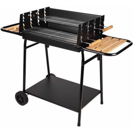 JAVA Barbecue a charbon de bois avec cuve en acier sur chariot a rouletted - 62x46 cm