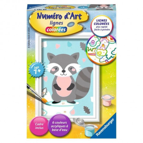 Numéro d'art - mini format - Raton laveur - Ravensburger - Kit complet de Peinture au numéro - Des 7 ans