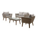 Salon de jardin en résine tressée et pieds en bois d'Acacia FSC avec coussins - 4 personnes - Mira - Gris