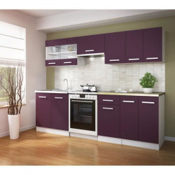 ULTRA Cuisine complete avec plan de travail L 2m40 - Aubergine mat