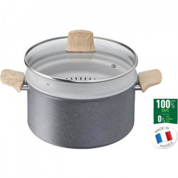 TEFAL G2669002 NATURAL FORCE Faitout 24 cm + panier vapeur + couvercle, revetement antiadhésif Mineralia+, tous feux dont ind…