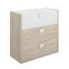 Commode enfant 3 tiroirs - Décor Blanc/chene - L80 x P43 x H81 cm