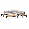 Salon de jardin en bois d'eucalyptus FSC avec coussins - 5 personnes - Rio - Gris