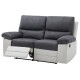 Canapé relax manuel 2 places - Tissu gris et Simili blanc - DUSTIN - L 167  x P 94/158 x H 83/99 cm
