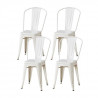 Lot de 4 chaises en métal blanc - L 44 x P 45 x H 85 cm - DARA