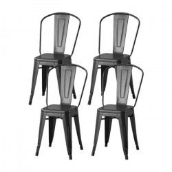 Lot de 4 chaises en métal noir - L 44 x P 45 x H 85 cm - DARA