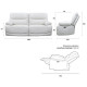Canapé 3 places dont 2 places relax électriques - Cuir blanc - L 208 x P 98 x H 103 cm - BALLINA
