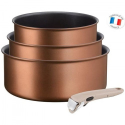 TEFAL L6759003 Lot 3 casseroles 16/18/20 cm INGENIO ECO-RESPECT - 1,5/2,1/3 L - poignée amovible argile moonlight - Tous feux