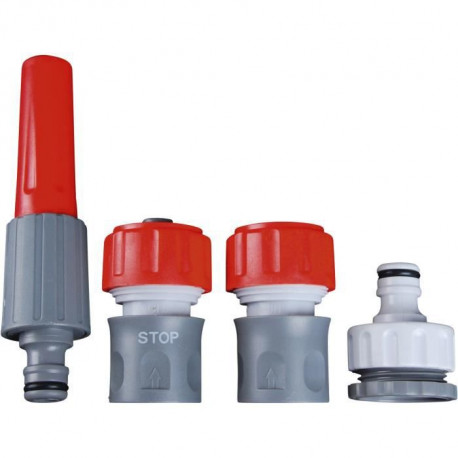 DIPRA Kit lance arrosage + raccords - Multi-jet - Plastique - Ø19 mm - Gris et rouge