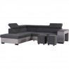 Canapé d'angle gauche convertible + coffre 5 places - Tissu gris clair et gris foncé - L 271 x P 220 x H 77 cm - ARMSTRONG