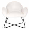CHARLIE Fauteuil imitation fourrure - Pieds en métal - Tissu blanc - L 80 x P 78 x H 78 cm
