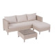 Salon de jardin en résine tressée avec coussins - 3 personnes - Cuba - Beige