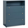 Commode 3 tiroirs avec niche - Bleu Pétrole - 80 x 40 x 100 cm - Pop Color