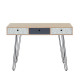 Bureau droit - Décor chene et gris - Contemporain - L 115 x P 50 x H 77 cm - 3 tiroirs a imprimés graphiques