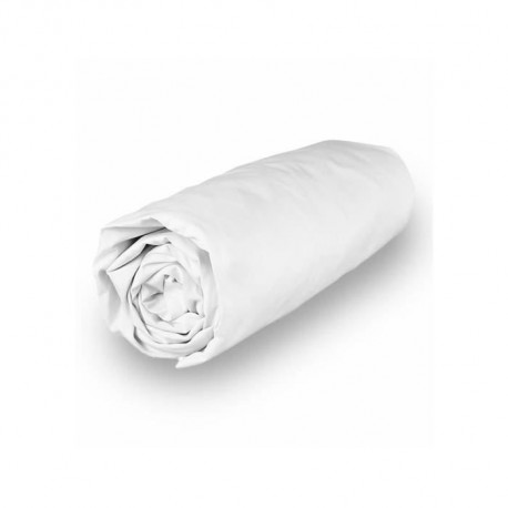 SOLEIL d'OCRE Drap housse Camille - Coton percale - 90 x 190 cm - Blanc