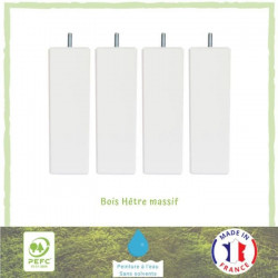 Jeu de pieds carrés L 6 x l 6 x H 24,5 cm Blanc - Lot de 4