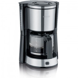 SEVERIN KA4822 Cafetiere filtre Type, 10 tasses, Capacité : 1,4 L, Arret automatique, verseuse en verre, 1 000 W, Inox / Noir
