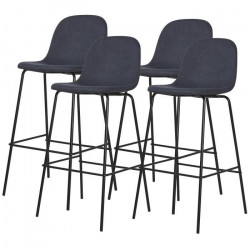 Lot de 4 tabourets de bar - Tissu gris anthracite - L 41 x P 41 x H 75 cm - MORGAN