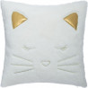 Coussin Fake Fur Chat 100% polyester - Blanc