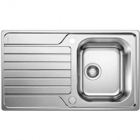 évier cuisine inox brossé 86 x 50 cm, a encastrer, 1 cuve égouttoir réversible, BLANCO DINAS 45S, garanti ... vie, vidage aut…
