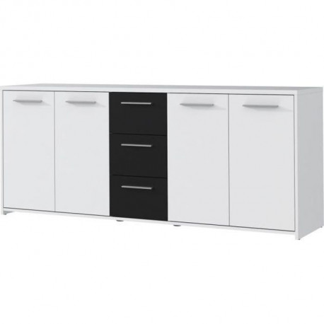 FINLANDEK Buffet bas - Blanc et noir mat - Contemporain - PILVI - L 179 cm