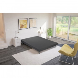 CREASOM HINOKI - Sommier 140 x 190 cm - 14 lattes fixes - Gris