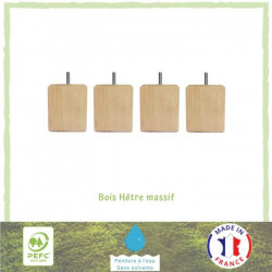 Jeu de pieds carrés en bois - L 7 x l 7 x H 8,5 cm - Lot de 4