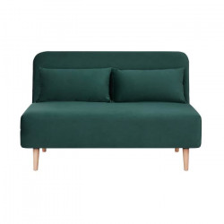 Banquette BZ 2 places - Style scandinave - Velours vert - L 130 x P 90 x 81 cm - DEPLO