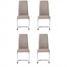 JANE Lot de 4 chaises - Pied chromé - Tissu taupe - L 42 x P 56 x H 99 cm