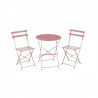 Set bistrot 2 personnes - Table ronde 60 cm avec 2 chaises - Acier  thermolaqué - Rose