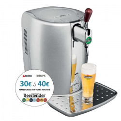 KRUPS BEERTENDER VB700E00 Loft Edition Machine a biere pression, Tireuse a biere, Pompe a biere, Fût 5L, Indic. LED, Silver/C…