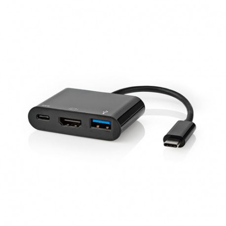 Hub 3 en 1 Lineaire HDMI + USB 3.0 + USB Type C Noir