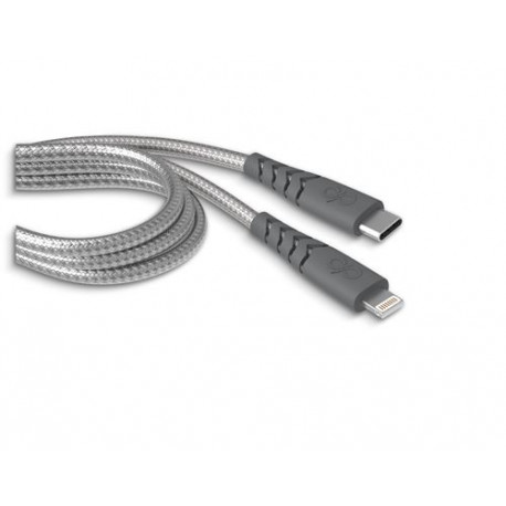 Câble chargeur renforcé Force Power Lightning MFI Type C 1.2 m Gris