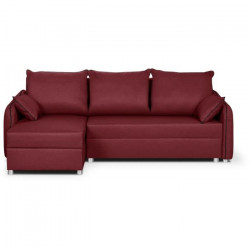 Canapé d'angle 4 places convertible réversible + coffre - Tissu bordeaux et anthracite - L 240 x P 158 x H 93 cm - FADO