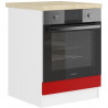 ULTRA Meuble four avec plan de travail L 60 cm - Rouge mat et décor stratifié imitation pierre