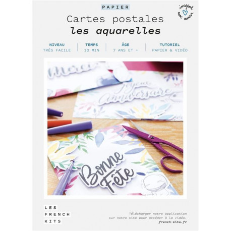 Kit créatif French kits pour créer 4 Cartes aquarelles à offrir